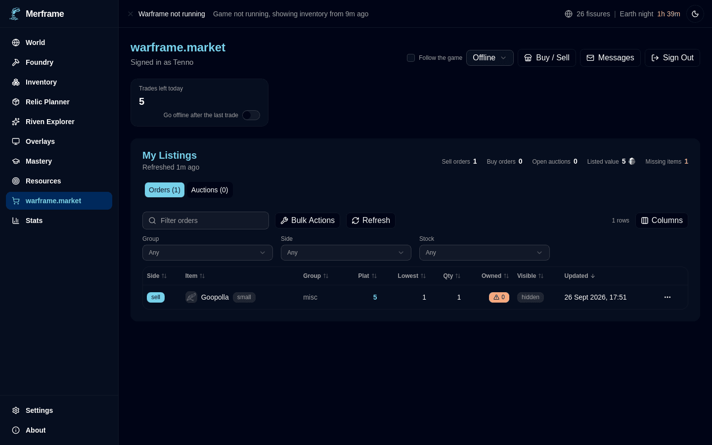warframe.market in Merframe