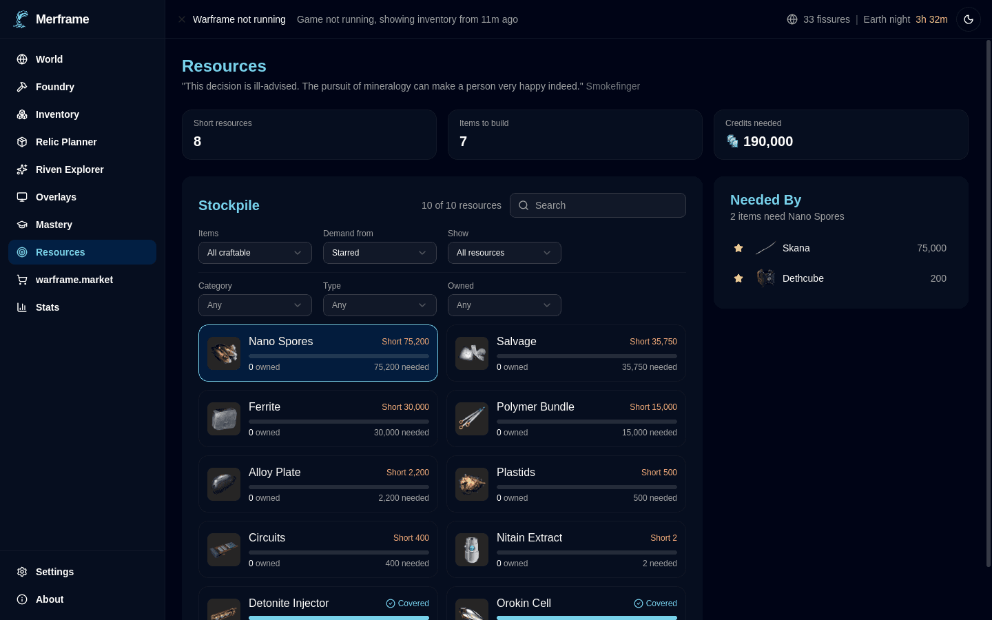 Resources in Merframe